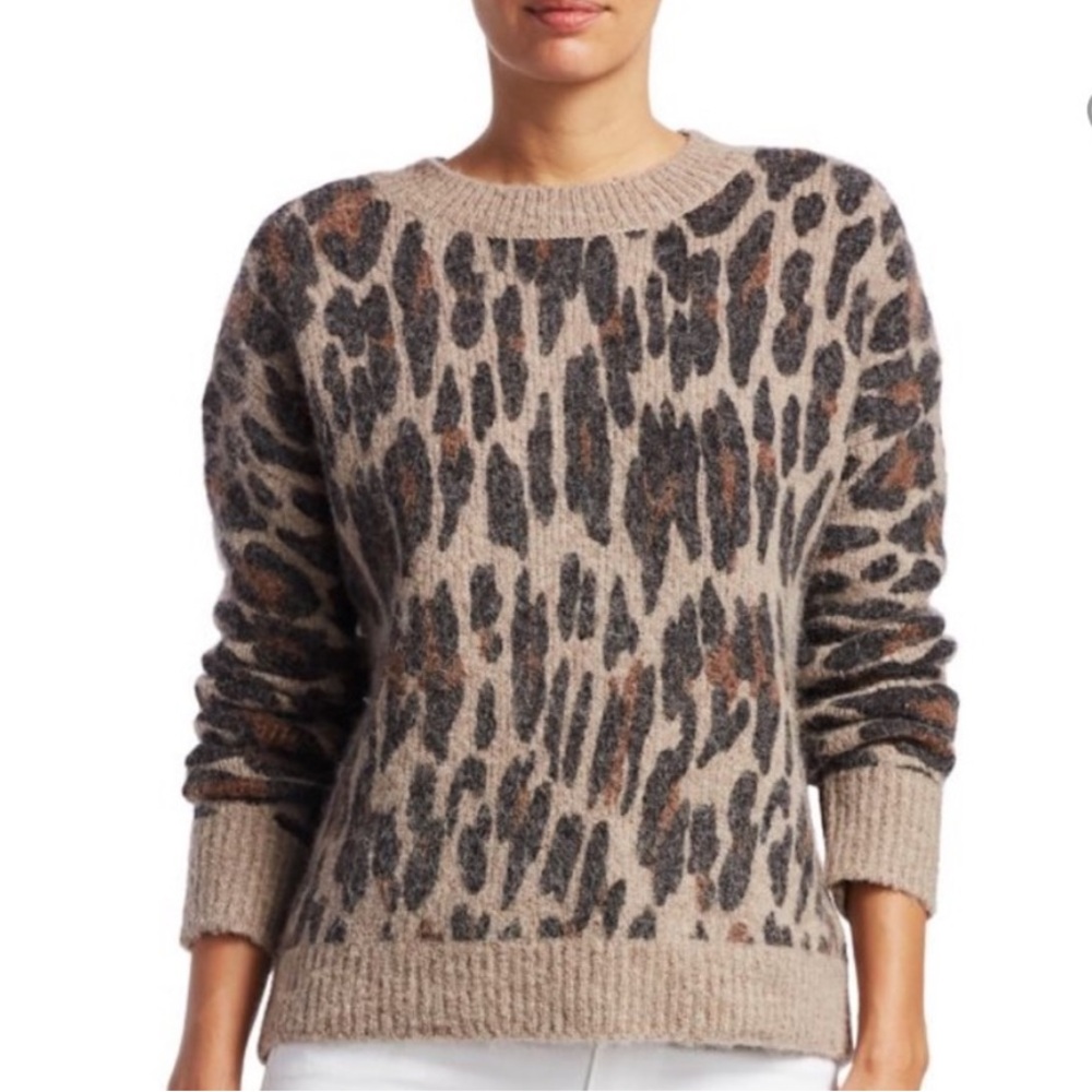 Rails Leopard Print Crew Neck Sweater - Tan and Black